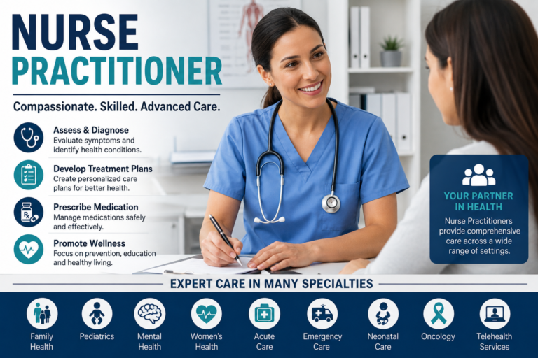 Nurse practitioner providing advanced healthcare and patient care